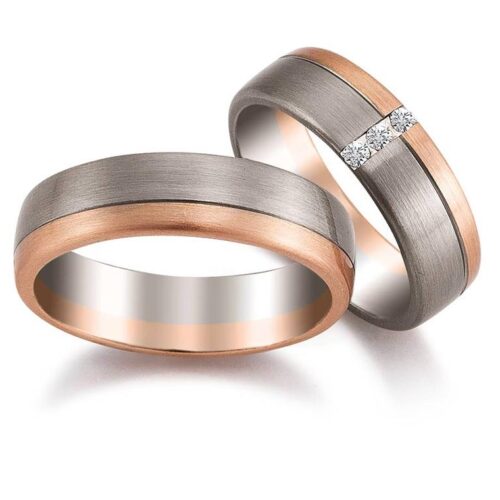 Trauringe 750 Weissgold 750 Rosegold 3 Brillanten