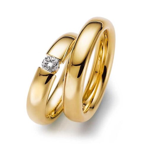 Klassische Trauringe 585 Gelbgold 1 Brillant