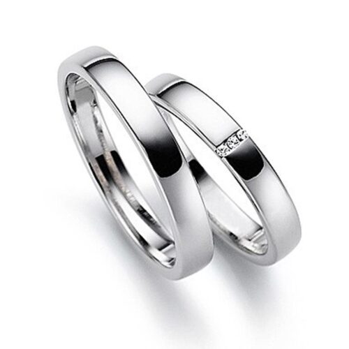 Trauringe 750 Weissgold 3 Diamanten