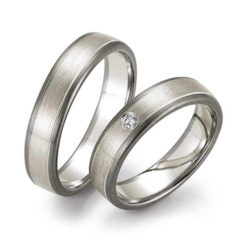 Trauringe Palladium 500 1 Brillant 0,05 ct.