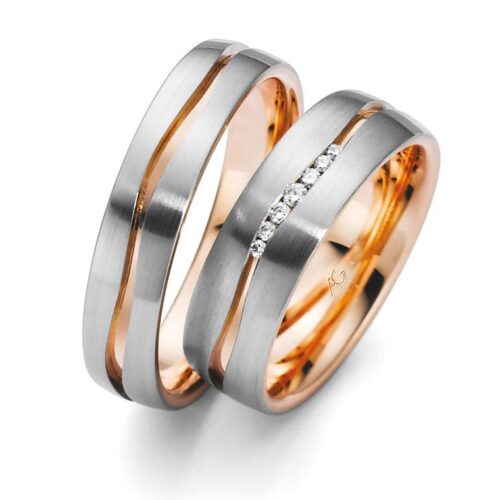 Trauringe 750 Weissgold 750 Rotgold 7 Brillanten