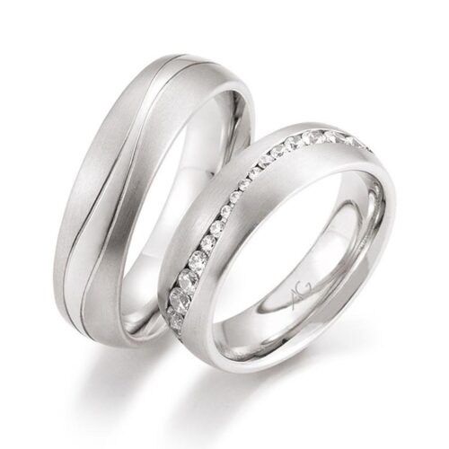 Trauringe Weissgold 585 mattiert 39 Brillanten