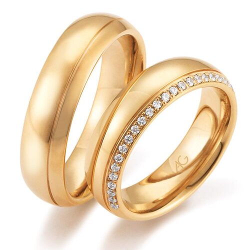 Trauringe 585 Rosegold 24 Brillanten