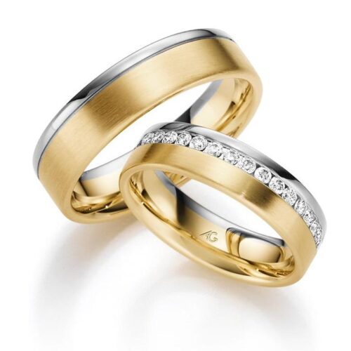 Trauringe 585 Gelbgold 585 Weissgold 17 Brillanten