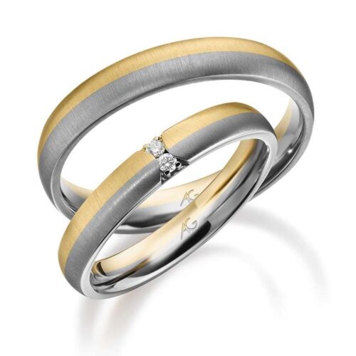 Trauringe 585 Gelbgold 585 Weissgold 2 Brillanten