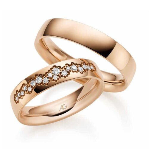 Trauringe 585 Rosegold 18 Brillanten