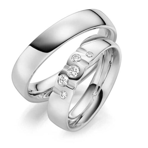 Trauringen 750 Weissgold glänzend 7 Brillanten