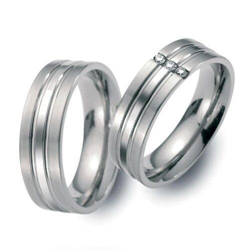 Trauringe Titan mattiert poliert 3 Brillanten