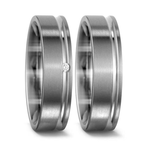 Trauringe Titan mattiert 1 Brillant