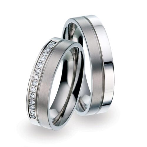 Trauringe Titan mattiert poliert 15 Brillanten