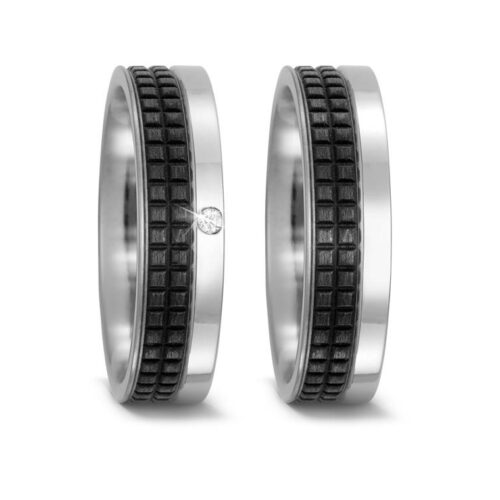 Trauringe Titan & Carbon 1 Brillant