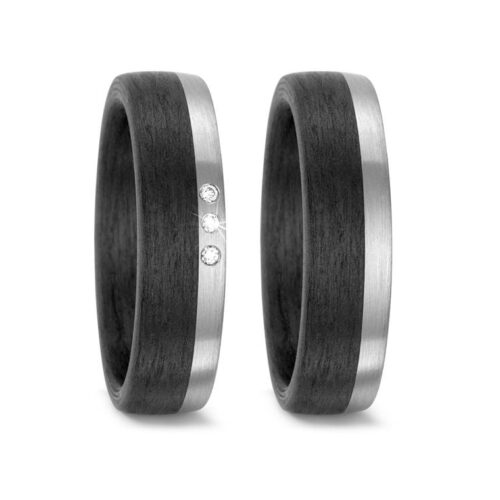 Trauringe Titan & Carbon mit 3 Brillanten