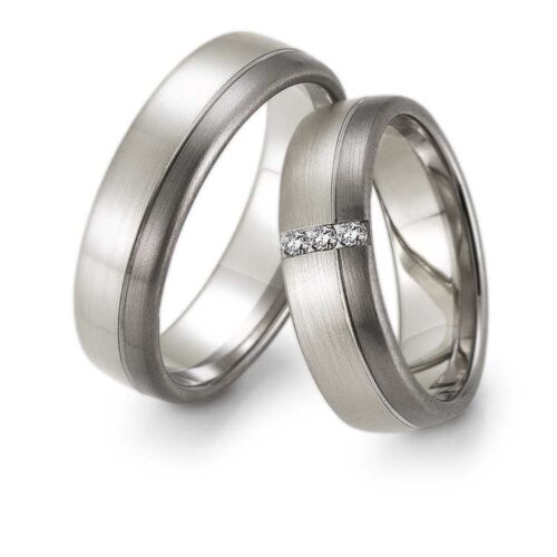 Palladiumringe 3 Brillanten 0,075ct