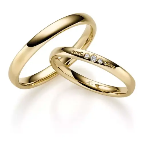 Trauringe Gelbgold mit 3 Brillanten