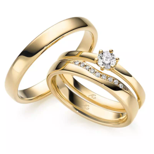 Trauringe 375/- im Vintage-Style mit Diamanten