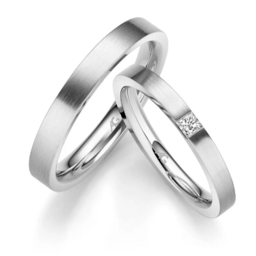 Princess-Trauringe 0,10ct in Weissgold