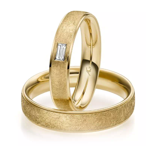 Retro-Ringe Eismatt mit 1 Baguette 0,12ct