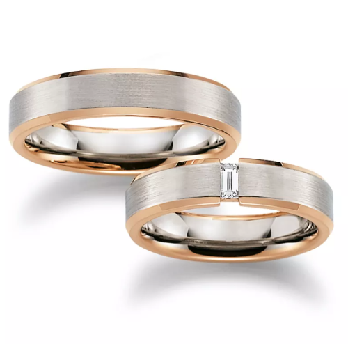 Bicolor-Vintage mit Baguette 0,12ct