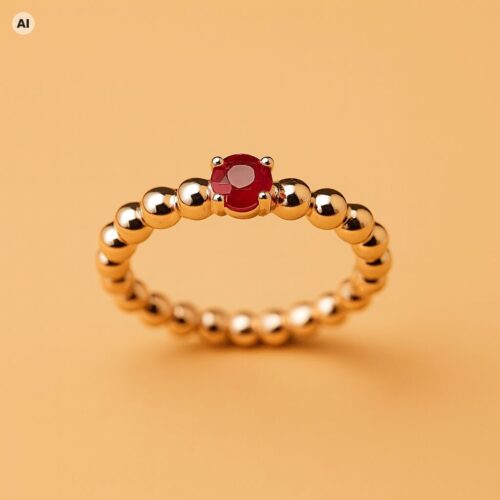 Antragsring Rubin 750 Roségold mit Kugelschiene (mit KI bearbeitete Darstellung)