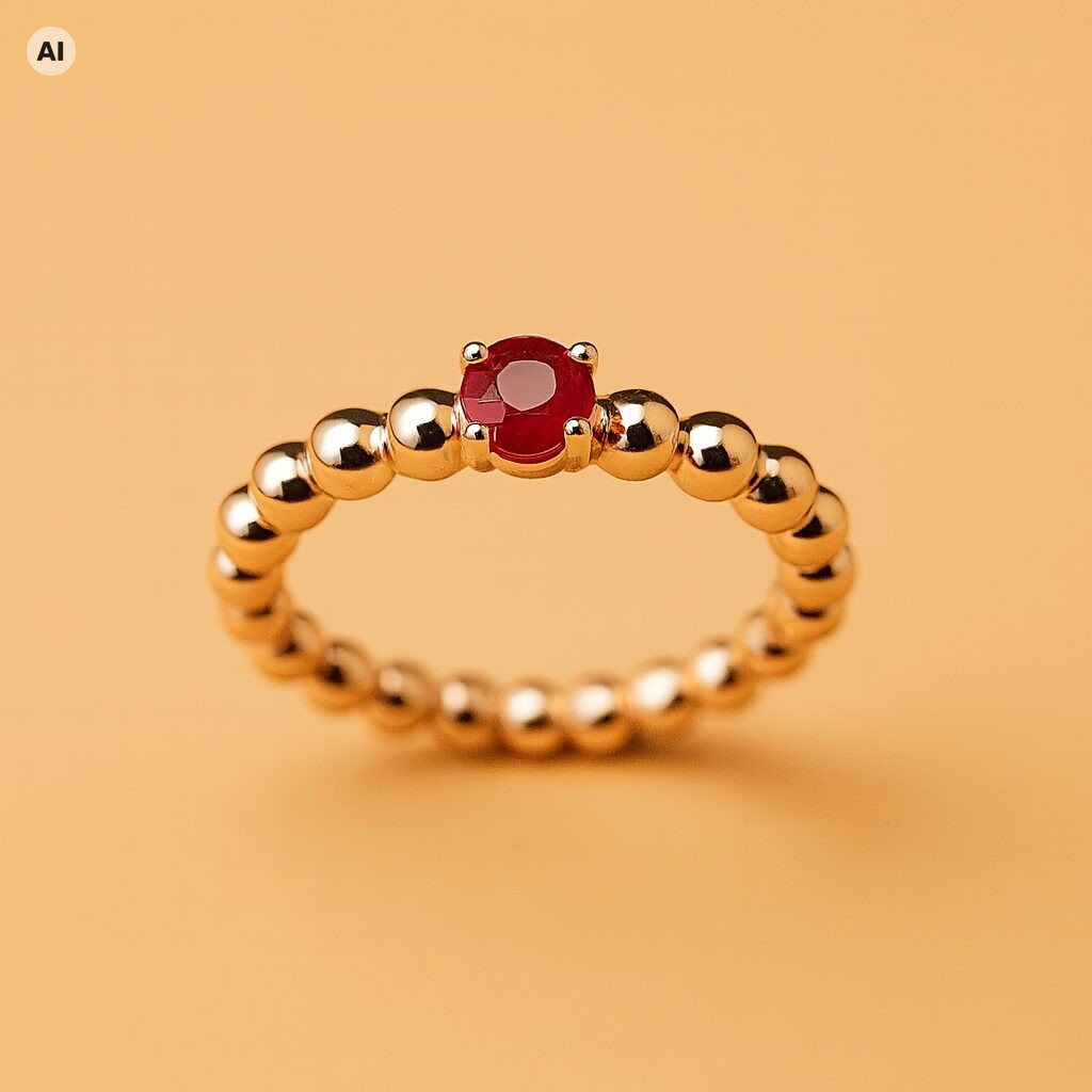 Antragsring Rubin 750 Roségold mit Kugelschiene Antragsring Rubin 750 Roségold mit Kugelschiene (mit KI bearbeitete Darstellung)