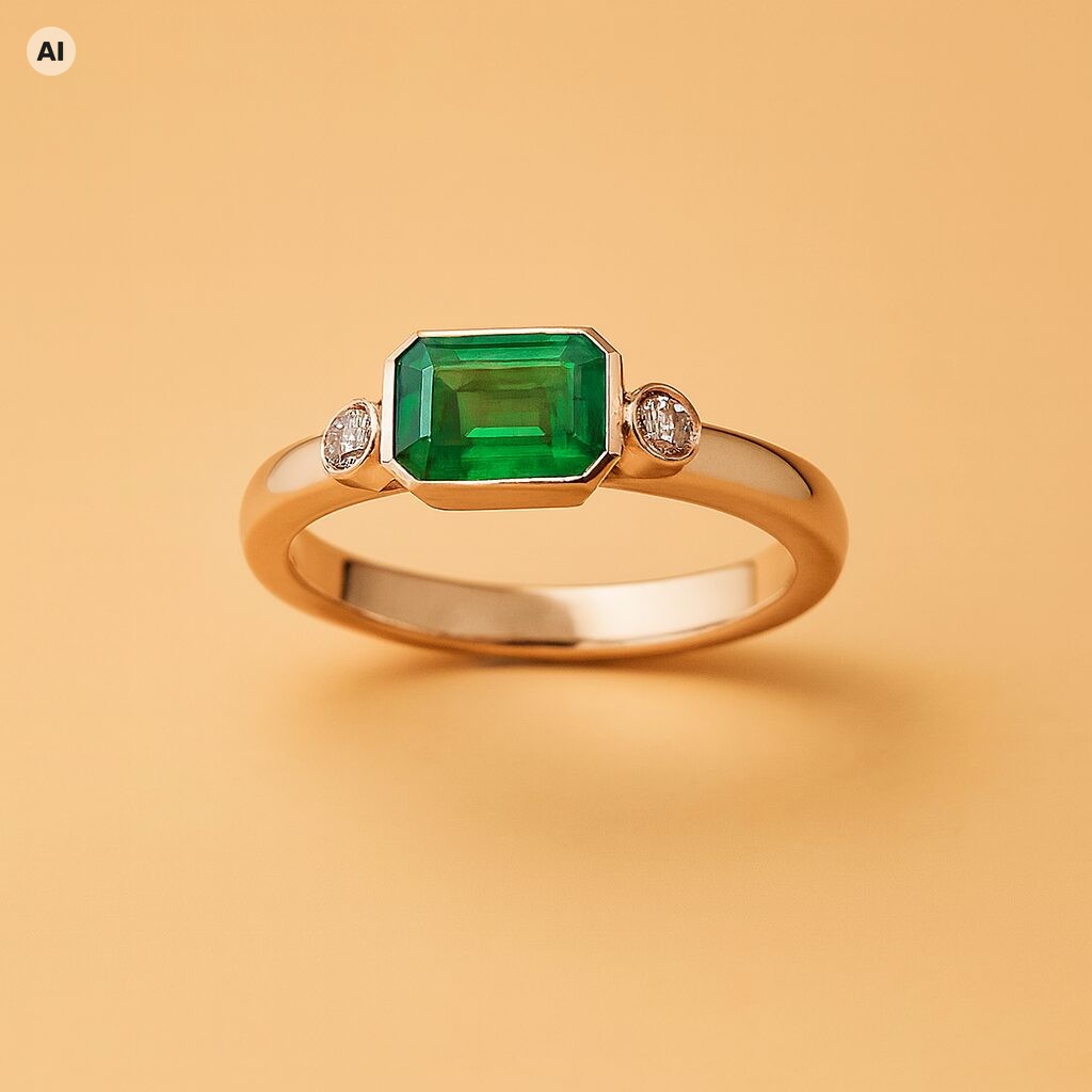 Antragsring Smaragd Roségold 750 Antragsring Smaragd Roségold 750 (mit KI bearbeitete Darstellung)