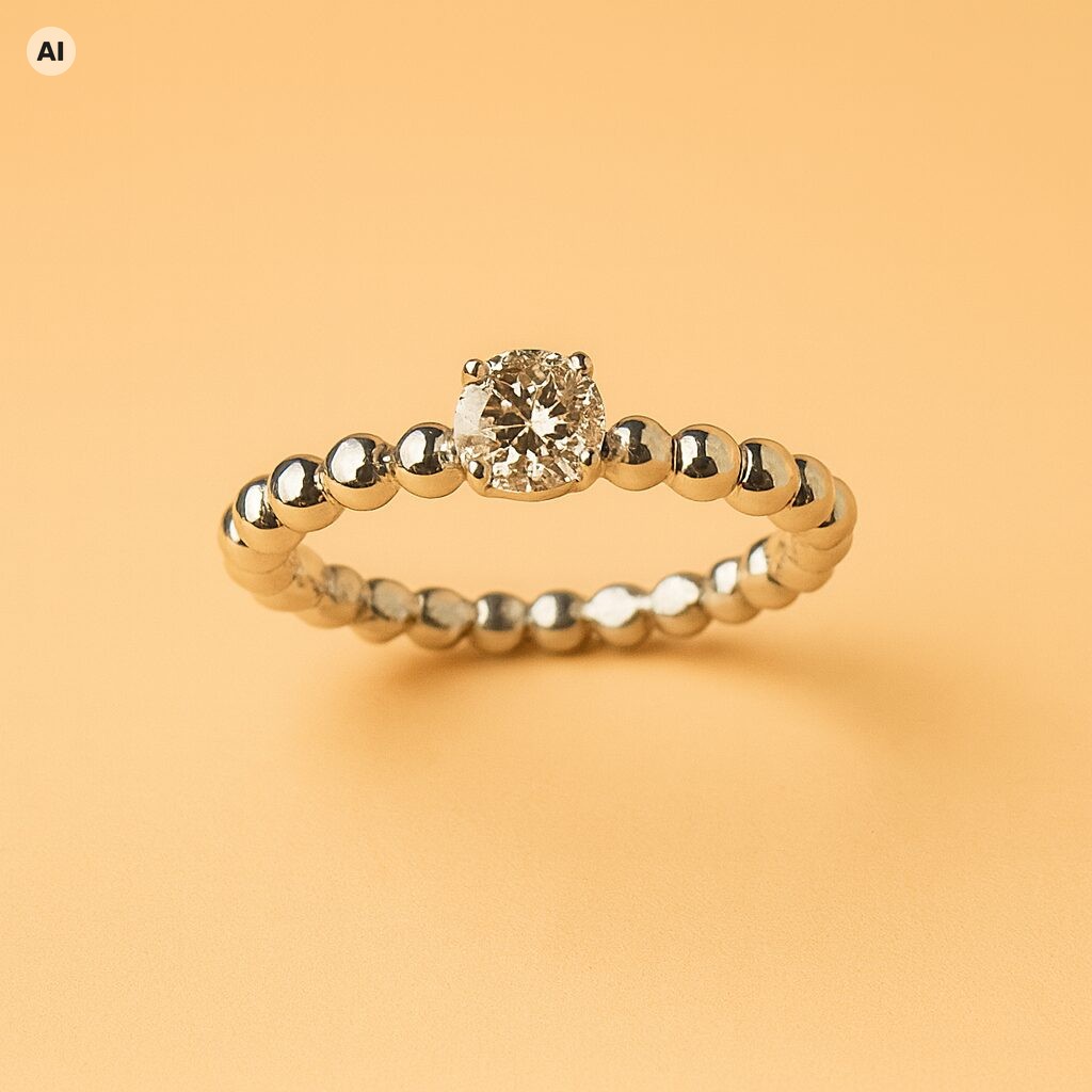 Antragsring Weißgold 750 mit Kugelschiene Antragsring Weißgold 750 mit Kugelschiene (mit KI bearbeitete Darstellung)