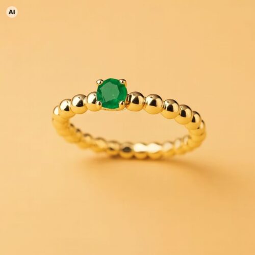 Smaragd-Ring mit Kugelschiene 750 (mit KI bearbeitete Darstellung)