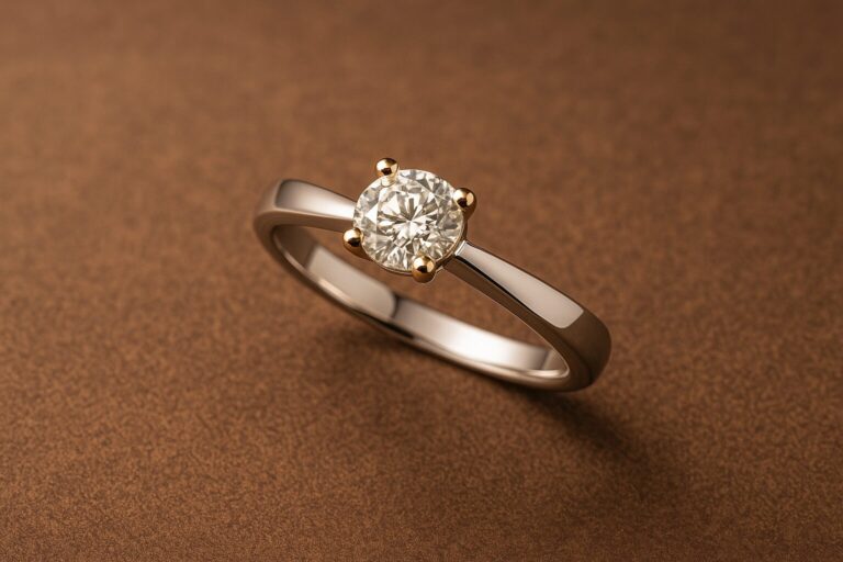 Antragsring mit Brillant auf braunem Grund