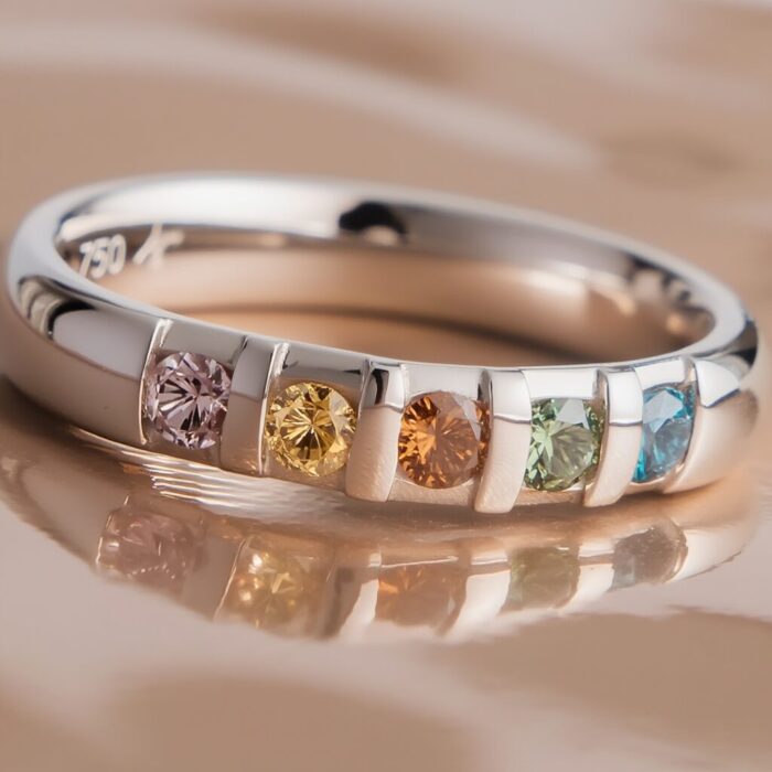 Diamantring in Regenbogenfarben