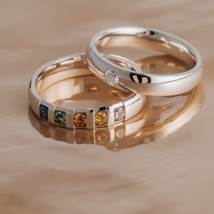 Diamantring in Regenbogenfarben