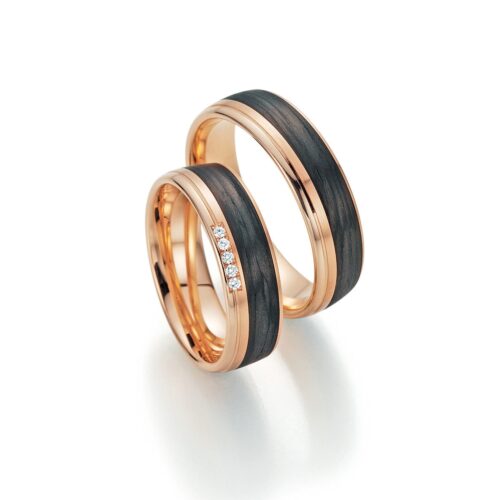 Fischer "Sweet Dreams" Rotgold und Carbon 5 Brillanten 0,03 ct.