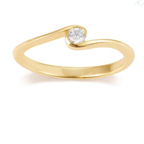 Verlobungsring Antragsring Gelbgold, 1 Brillant M, in einer Welle gefasst, 0,12 ct., Hersteller August Gerstner, Artikelnummer 29723/2.4