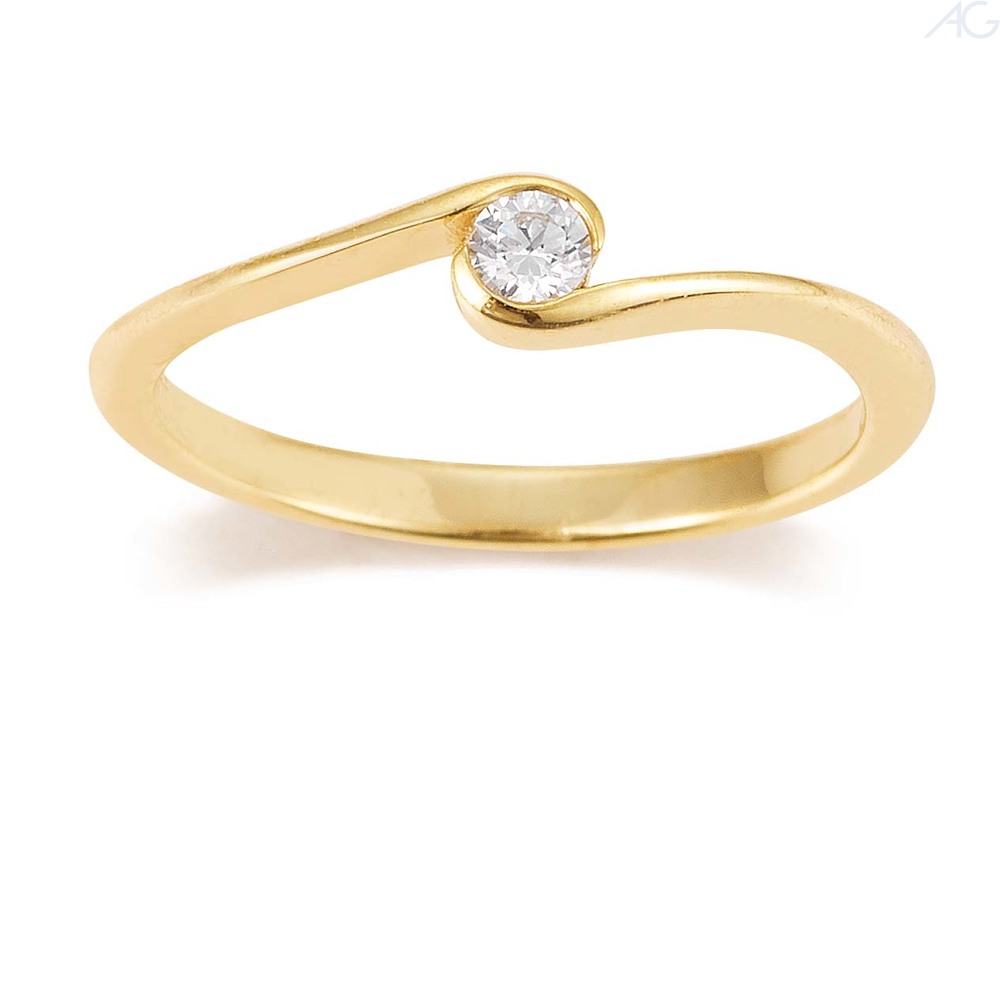 29723_24 Verlobungsring Antragsring Gelbgold, 1 Brillant M, in einer Welle gefasst, 0,12 ct., Hersteller August Gerstner, Artikelnummer 29723/2.4