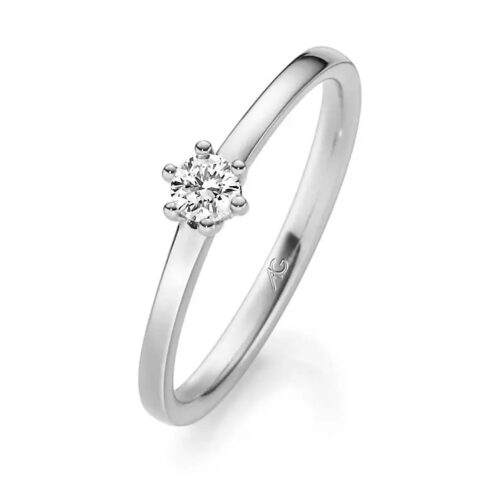 Verlobungsring Antragsring Weißgold schlicht, 1 Brillant, 0,15 ct., Hersteller August Gerstner, Artikelnummer 29744/1.8