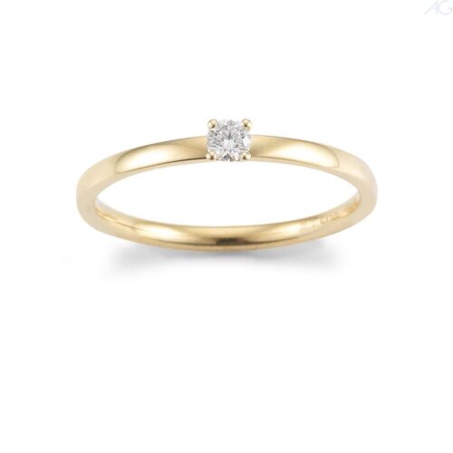 Verlobungsring Antragsring Gelbgold, klassisch schlicht, 1 Brillant M 0,09 ct., Hersteller August Gerstner, Artikelnummer 29778/1.7
