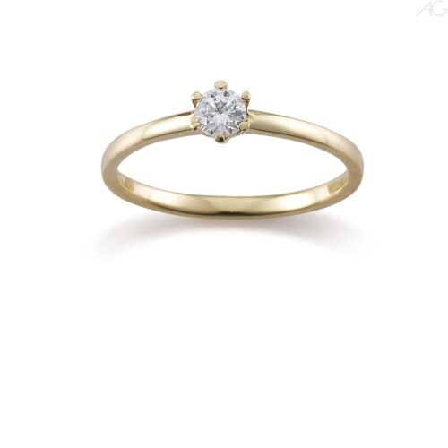 Verlobungsring Antragsring schmal, schlicht, klassisch, Gelbgold, 1 Brillant M, 0,25 ct., Hersteller August Gerstner, Artikelnummer 29791/2.2