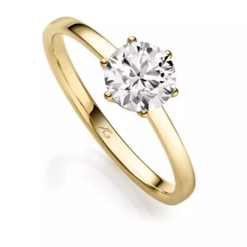 Verlobungsring Antragsring Gelbgold schlicht, 1 Brillant, 6 Krappen 1,00 ct., Hersteller August Gerstner, Artikelnummer 29795/2.2
