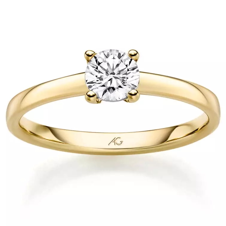 29797_22 Verlobungsring Antragsring Gelbgold schlicht, 1 Brillant, 4 Krappen 1,00 ct., Hersteller August Gerstner, Artikelnummer 29797/2.2