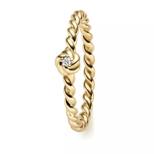 Verlobungsring Antragsring Gelbgold mit Zopfmuster, Flechtmuster, 1 Brillant 0,015 ct., Hersteller August Gerstner, Artikelnummer 29811/2.1