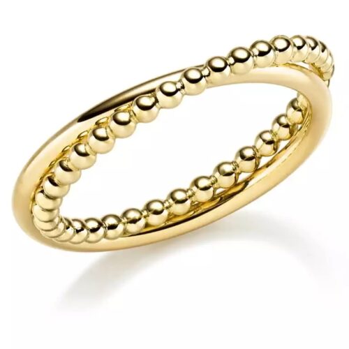 Verlobungsring Antragsring Gelbgold, 2 dünne Ringe verschlungen, einer ähnlich Perlenschnur, Hersteller August Gerstner, Artikelnummer 31597/1.7