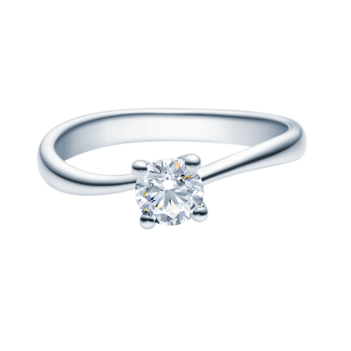 Verlobungsring Antragsring, Weißgold, geschwungen, 1 Brillant 0,50 ct. Hersteller Rubin, Artikelnummer 18012