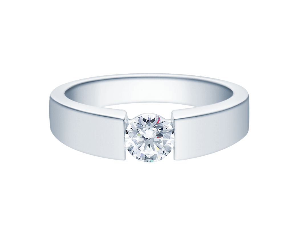 18012wg-liegend-050ct Verlobungsring Antragsring, Weißgold, massiv, 1 Brillant 0,50 ct. Hersteller Rubin, Artikelnummer 18012