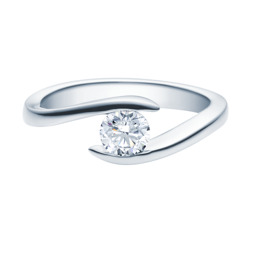 Verlobungsring Antragsring, Weißgold, gewellt, 1 Brillant 0,50 ct. Hersteller Rubin, Artikelnummer 18015
