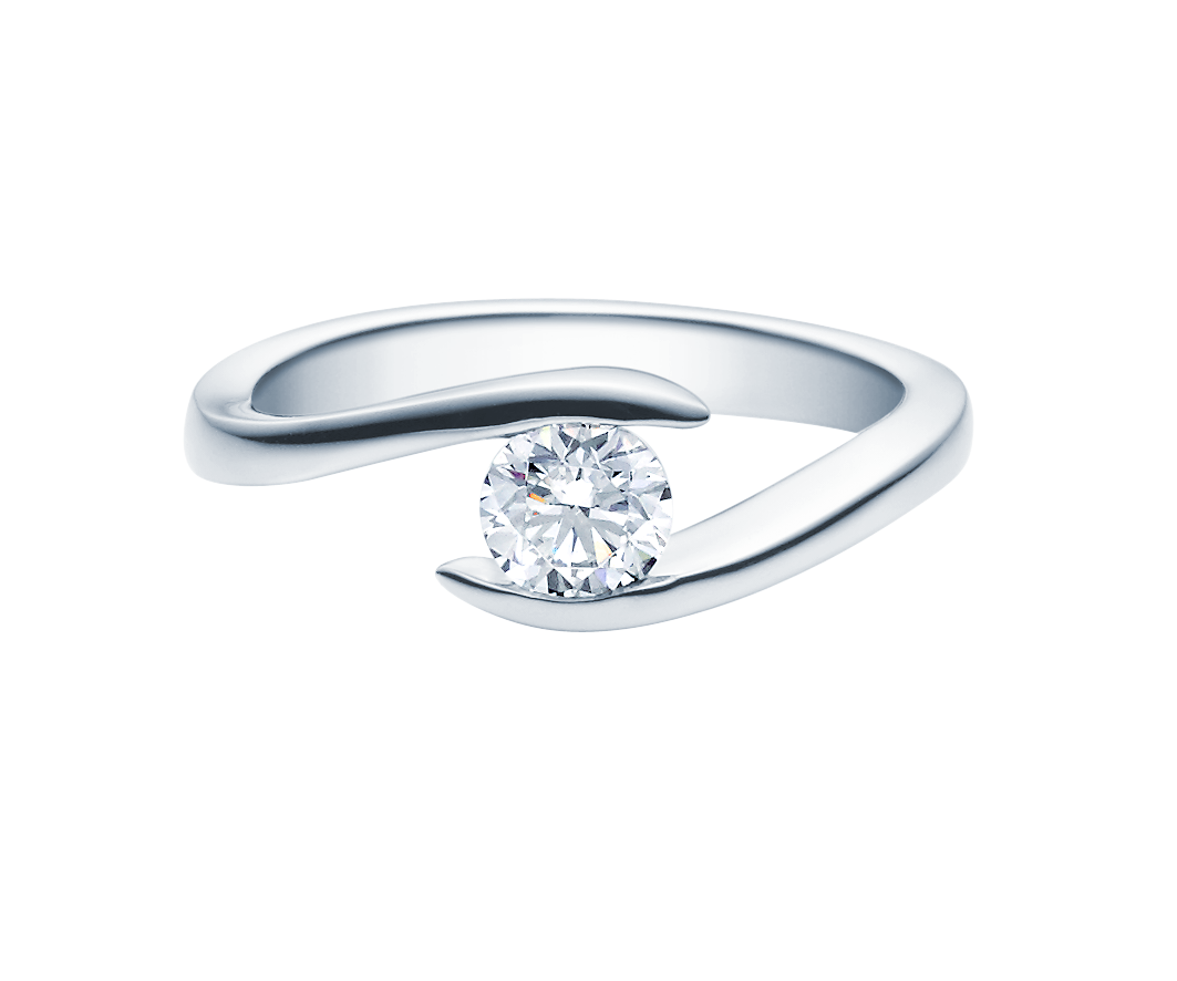 18015wg-liegend-050ct Verlobungsring Antragsring, Weißgold, gewellt, 1 Brillant 0,50 ct. Hersteller Rubin, Artikelnummer 18015